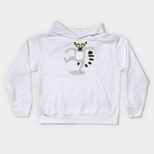 Cute ring tail lemur dancing cartoon illustration Kids Hoodie